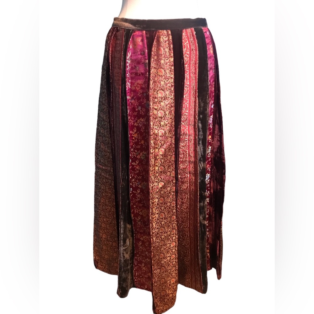 Spiegel Mixed Texture Maxi Skirt Brocade Velvet Satin Multi